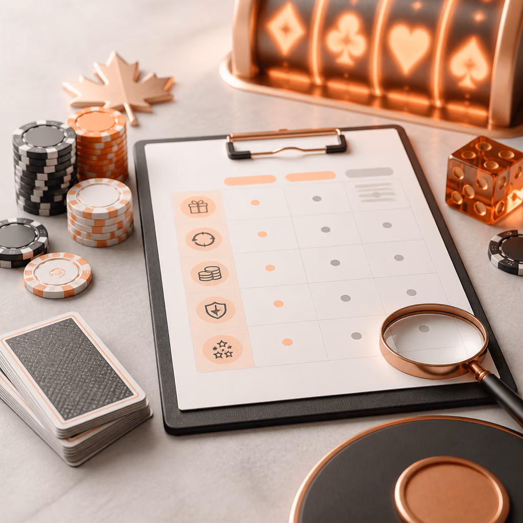Casino bonus terms illustration with chips and cards
